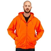 TRAILCREST Orange Safety Full Zip High Visibility Thick Fleece Hooded Sweatshirt Hunting Jackett, M, Blaze Orange