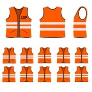 Orange Safety Vests 10 Pack Bulk -Reflective High Visibility Construction Work Vest for Men,Woman with Pockets