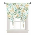 thumbnail image 1 of Orange Sage Green Botanical Tie Up Curtains for Kitchen Bathroom Bedroom Windows 63 Inch Length, Pastoral Leaf Watercolor Balloon Drape Curtains Shade Rod Pocket Drapery Curtain Panel, 52"x63", 1 of 7