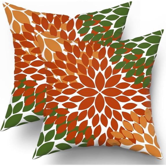 Orange Sage Green Pillow Covers 20x20 in Dahlias Flowers Fall Decor Thanksgiving Autumn Decorative Couch Pillow Cases Set of 2 Home Decor for Living Room Bedroom Bed Cushion Outdoor