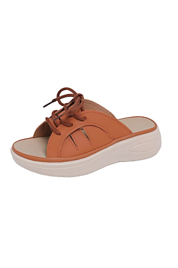 Orange Sandals For Women Casual Breathable Hollow Weave Wedge Heel Thick Sole One Strap Slip On Shoes For Spring Summer Outdoor Use Pu Material Size 37 Package Includes 1 Pair Weight 0.77