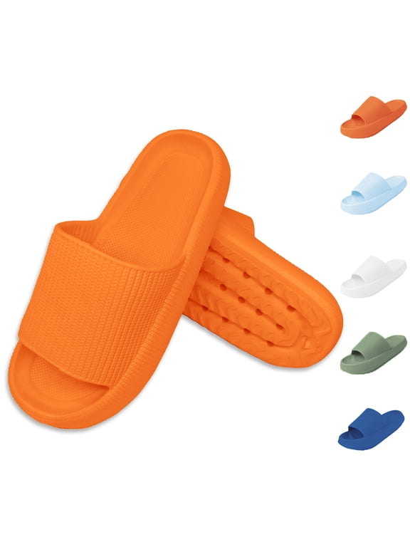 Orange Sandals for Women and Men,Non-Slip Bathroom Shower Sandals,Soft and Thick Sole Cloud Slippers