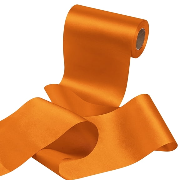 THEGLY Orange Satin Ribbon 6 Inch x 25 Yards, Orange Ribbon & Big Bows for Gifts, Perfect for Grand Opening, Weddings, Party Decor, Wreaths & Craft Projects