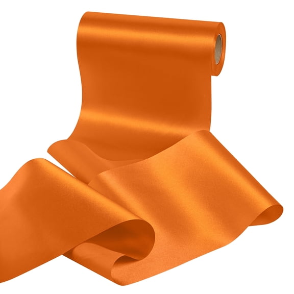 THEGLY Orange Satin Ribbon 8 Inch 25 Yards Fabric Large Silk Ribbon for Gift Wrapping Opening Chair Sash Table Hair Car Bows Sewing Craft
