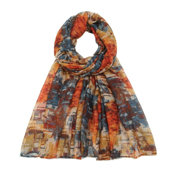 Orange Scarf Women Fashion Print Chiffon Square Head Scarf Lightweight Neck Scarves Hair Bandana Neckerchief