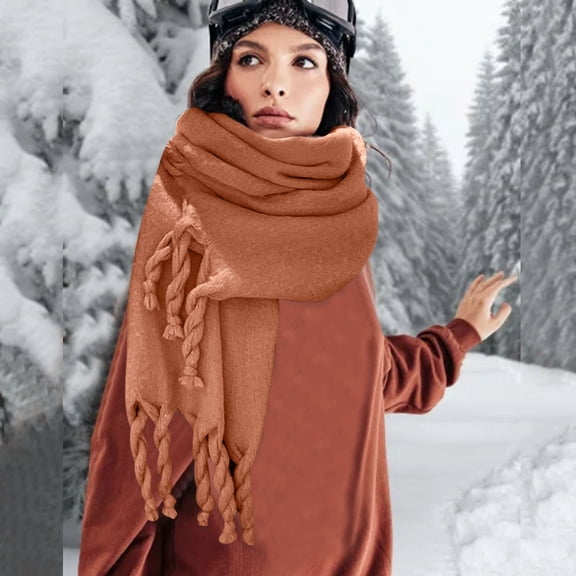 Orange Scarfs Scarf Women Fall Winter Scarf Classic Tassel Plaid Scarf Warm Soft Chunky Large Blanket Wrap Shawl Scarves