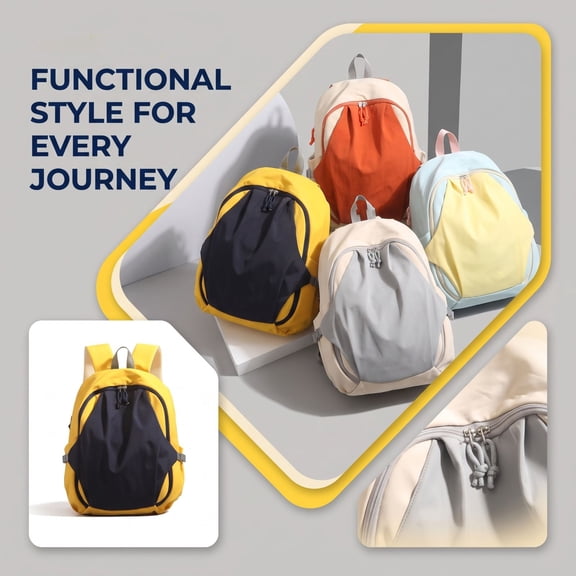 Orange School Backpack Lightweight Oxford Cloth Bookbag Durable Large Capacity Daypack with Adjustable Straps for Junior High High School Students Daily Commute Travel 43x31cm
