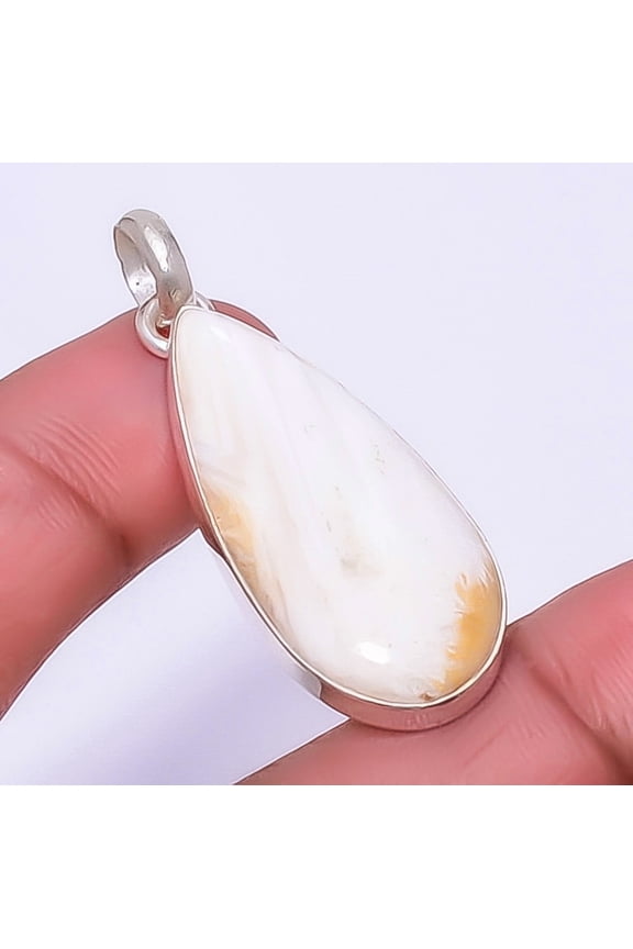 Orange Scolecite - India 925 Sterling Silver Pendant 1.64" P1921-10, Christmas Gift, Gemstone Silver Jewelry, Scolecite Pendant, New Year Sale