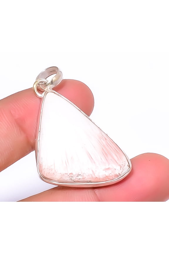 Orange Scolecite - India Gemstone 925 Sterling Silver Jewelry Pendant 1.76" A369, Beautiful Jewelry For Woman, New Year Sale, Valentin's Day Gift