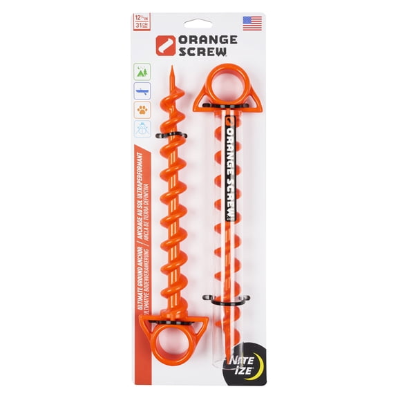 Orange Screw Ultimate Ground Anchor - Large - 2 Pack - Bright Orange