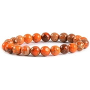 Orange Sea Sediment Jasper Gemstone 8mm Round Beads Stretch Bracelet 7 Inch Unisex