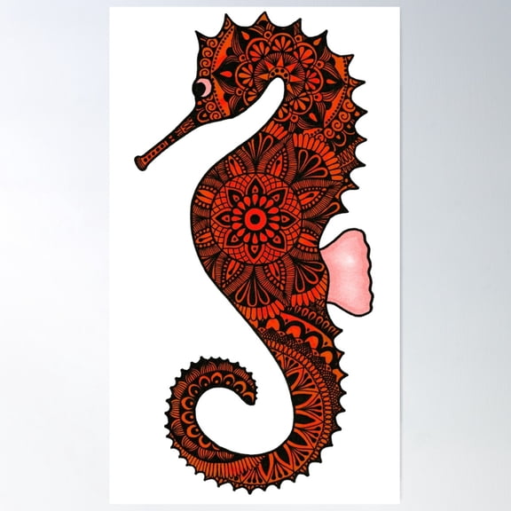 Orange Seahorse Poster Wall Art, Modern Wall Decor For Living Room Bedroom, 12x18 UNFRAMED