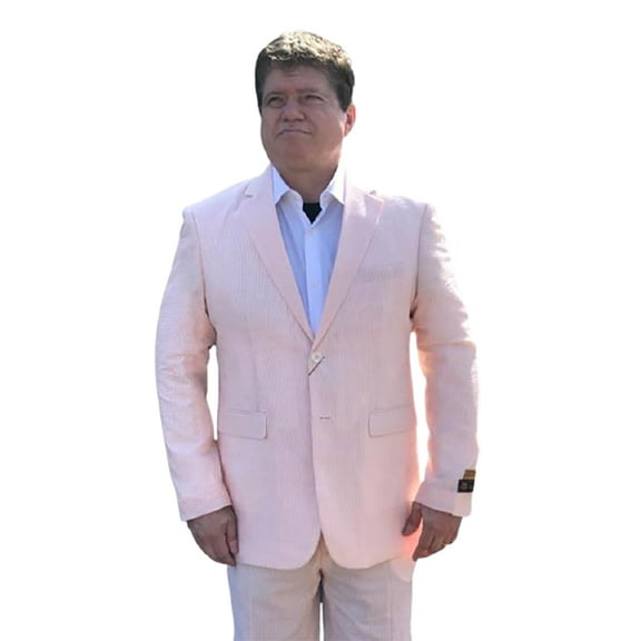 Orange Sear Sucker Suit 2 Button Flat Front Pants Regular Fit Side Vented By Alberto Nardoni Brand Designer