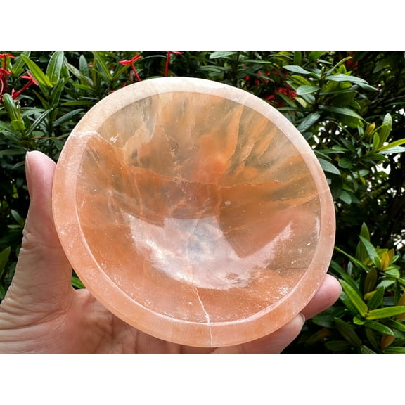 Orange Selenite Bowl, 4" Selenite Orange Dish Bowl, Charging Healing Cleansing Crystal, Peach Selenite Bowl