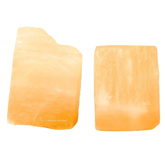 Orange Selenite Raw Crystals and Healing Stones (2 Piece)