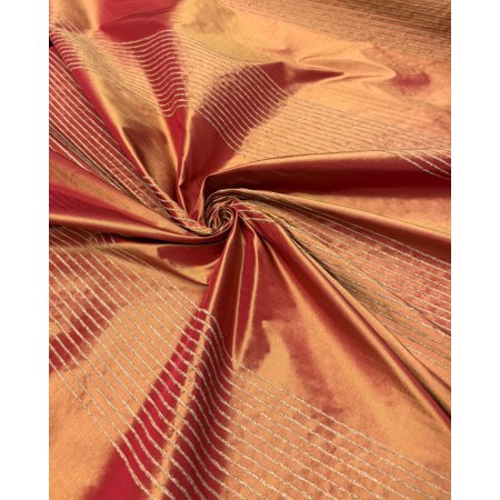 Orange Jute Stripe Silk Shantung Fabric: 54" Wide, Apparel & Home Decor