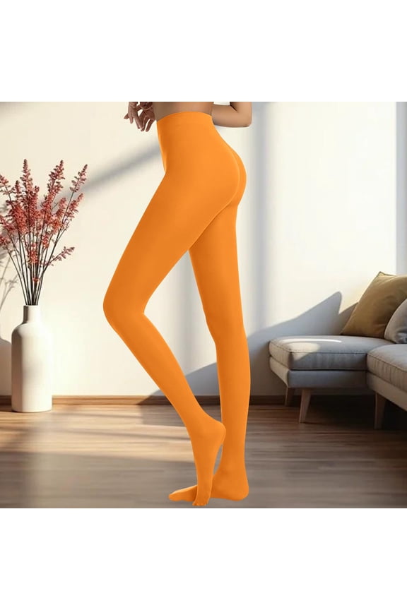 Orange Semi Opaque Teenagerss Leggings Solid Color Footed Pantyhose Tights Under $ 10 Tights