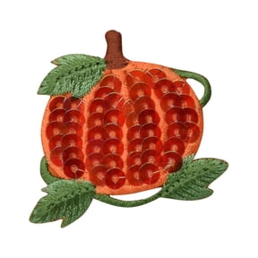 Orange Sequin Pumpkin - Iron on Applique/Embroidered Patch