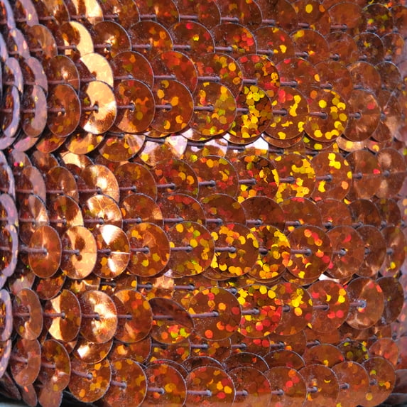 Orange Sequin Trim 8mm Center Stitched Hologram Glitter Multi Reflective Metallic Made in USA