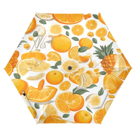 Orange Series Fruits Folding Umbrella UV50+ Waterproof Sun Protection Auto Open Close Compact Fiberglass Frame