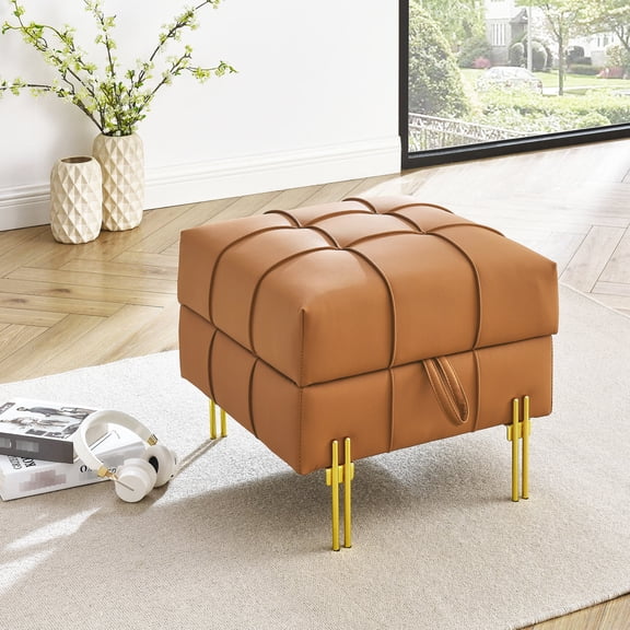 Orange Shade - Anti-scratch and Spacious - Entryway Decorative - Storage Ottoman