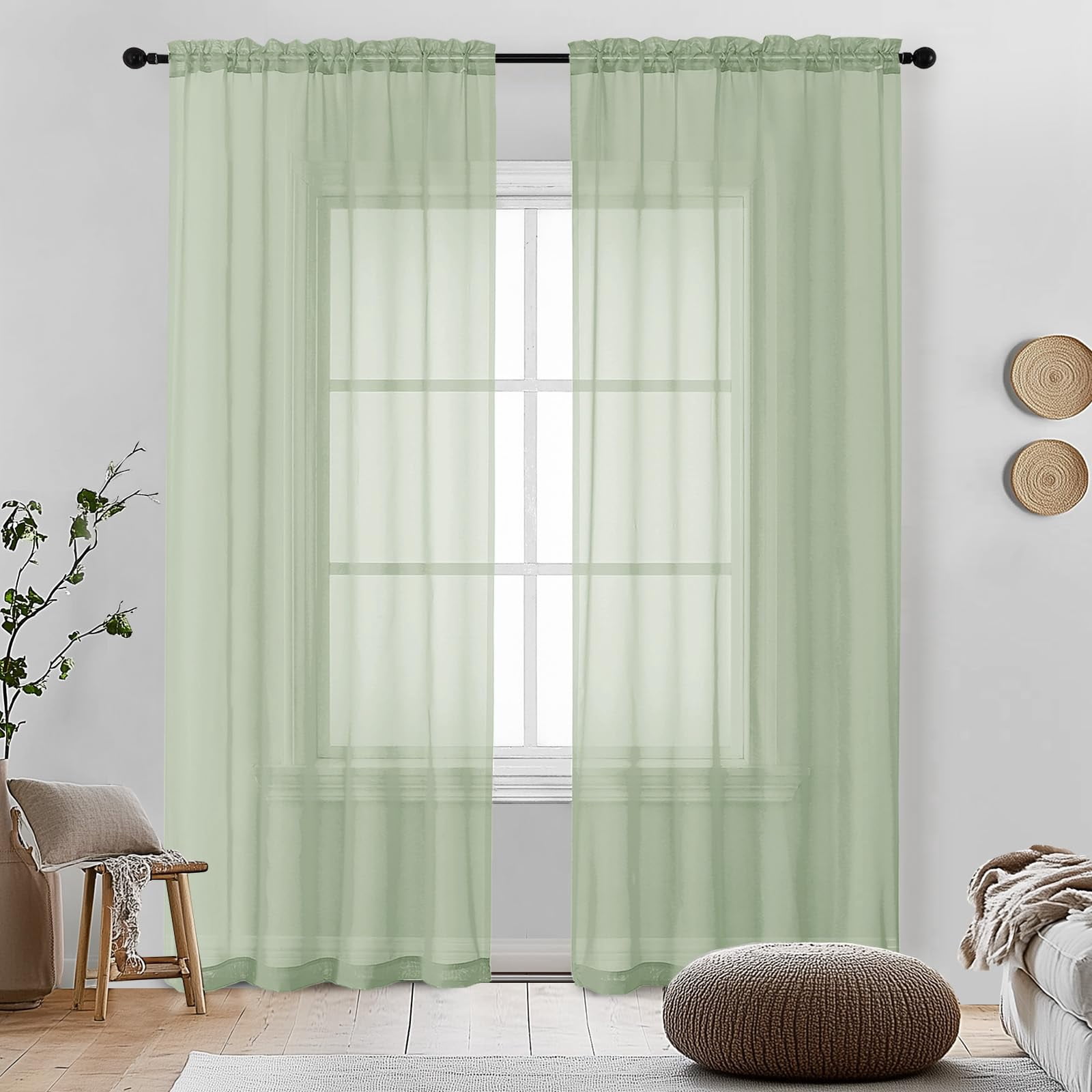 Orange Sheer Curtains 36 Inch Short Kitchen Window Treatment, Solid ...