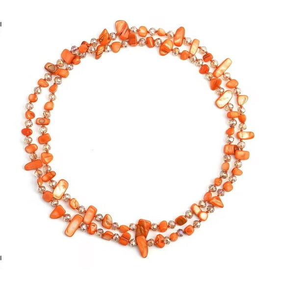 Orange Shell Champagne Glass Beaded Necklace for Women Jewelry for Women Size 47" Birthday Christmas Gifts