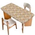 thumbnail image 1 of Orange Shell Coastal Table Cloths for 6 Foot Rectangle Tables, Vintage Ocean Starfish Seaside Patio Waterproof Elastic Fitted Tablecloths, Washable Rectangular Table Cover for Camping, 1 of 8