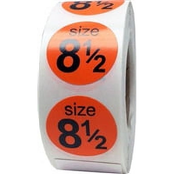 Orange Shoe Size 8 1/2 Stickers | 0.75" Inch Round | 500 Pack