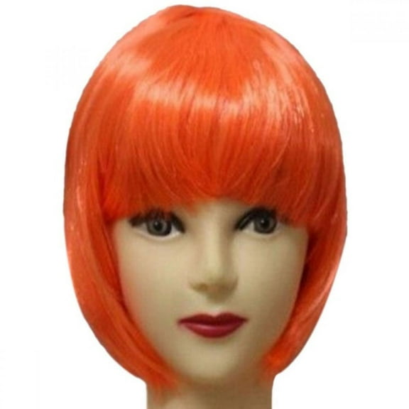 Orange Short Bob Wig with bangs Orange Colorful Wig for Women Cosplay Fun Party Wig