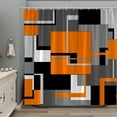 thumbnail image 1 of Orange Shower Curtain Black White Gray Geometric Abstract Mid Century Modern Minimalist Fashion Home Fabric Bathroom Decor Set Include Hooks 72Wx72H Inch, 1 of 6