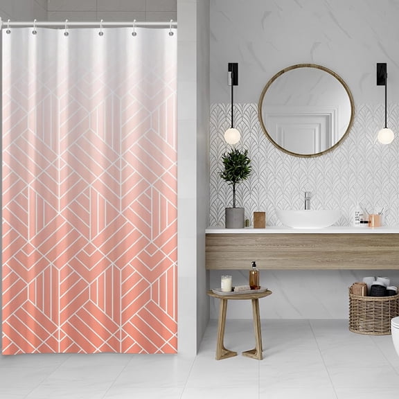 Orange Shower Curtain Gradient Pattern Geometry Texture Shower Curtains for Home Bathtubs Bathroom Spa Hotel Decor Waterproof Fabric Polyester with Hooks 36x72 Inches Inches