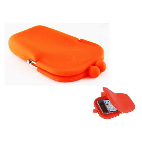 Orange Silicone Coin Purse - Multi-Purpose Silicone Pouch