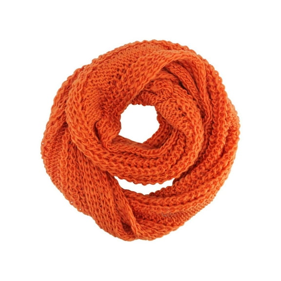 Orange Simple Chunky Knit Unisex Winter Infinity Scarf