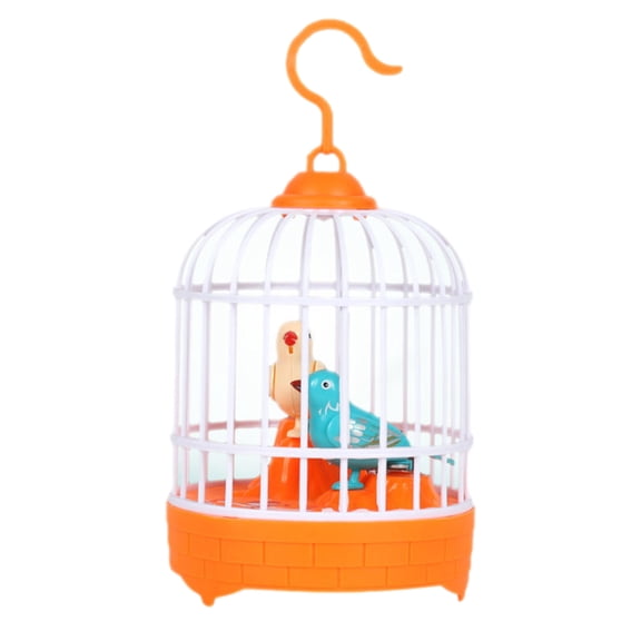 Orange Simulation Birdcage Toy Voice Activated Light Cute Call Educational For Children