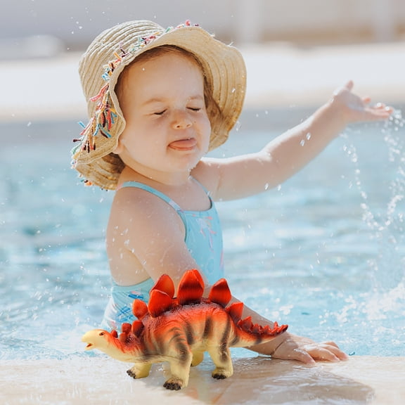 Orange Simulation Soft Rubber Stegosaurus Dinosaur Toy Intelligent Sounding Model With Lights For Kids