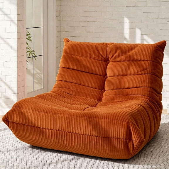 Orange Single Corduroy Bean Bag Chair for Reading and Gaming