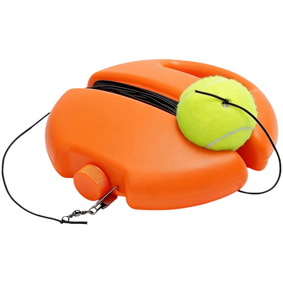 Orange Single Tennis Trainer Ball, Self Training Tool with Weighted Base & Rope, Tennis Practice Device for Indoor Outdoor Practice