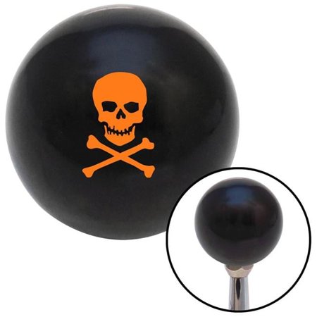 Orange Skull & Bones Black Shift Knob with M16 x 1.5 Insert Shifter Auto Manual Brody
