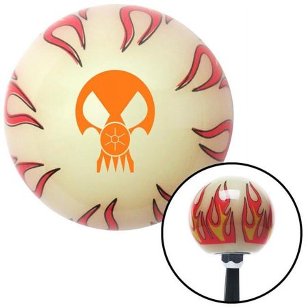 Orange Skull Gas Mask Ivory Flame Shift Knob with M16 x 1.5 Insert Shifter Auto Brody