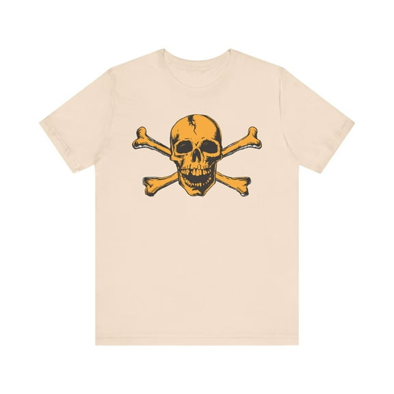 Orange Skull Graphic Design Tee, Skull Shirt, Vintage Tees, Art Design T-Shirt, Vintage Graphic Tee, Art Shirts with Skulls