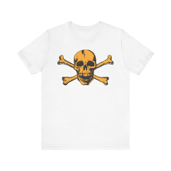Orange Skull Graphic Design Tee, Skull Shirt, Vintage Tees, Art Design T-Shirt, Vintage Graphic Tee, Art Shirts with Skulls