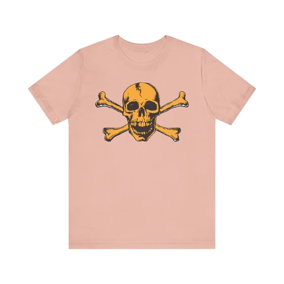 Orange Skull Graphic Design Tee, Skull Shirt, Vintage Tees, Art Design T-Shirt, Vintage Graphic Tee, Art Shirts with Skulls