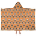 thumbnail image 1 of Orange Skull Pattern Hooded Bath Towel，60"x35" for Ages 3 To 12 Kids, Quick Dry Lightweight Soft Microfiber Hood Beach Towel Cover Up for Kids, 1 of 7