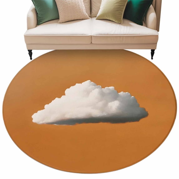 Orange Sky Round Rug 6ft Washable Circle Kitchen Rugs Non Slip Abstract Sky White Minimalist Large Area Rug Indoor Floor Carpet for Bedroom Living Room Home Office Dining Room Nursery
