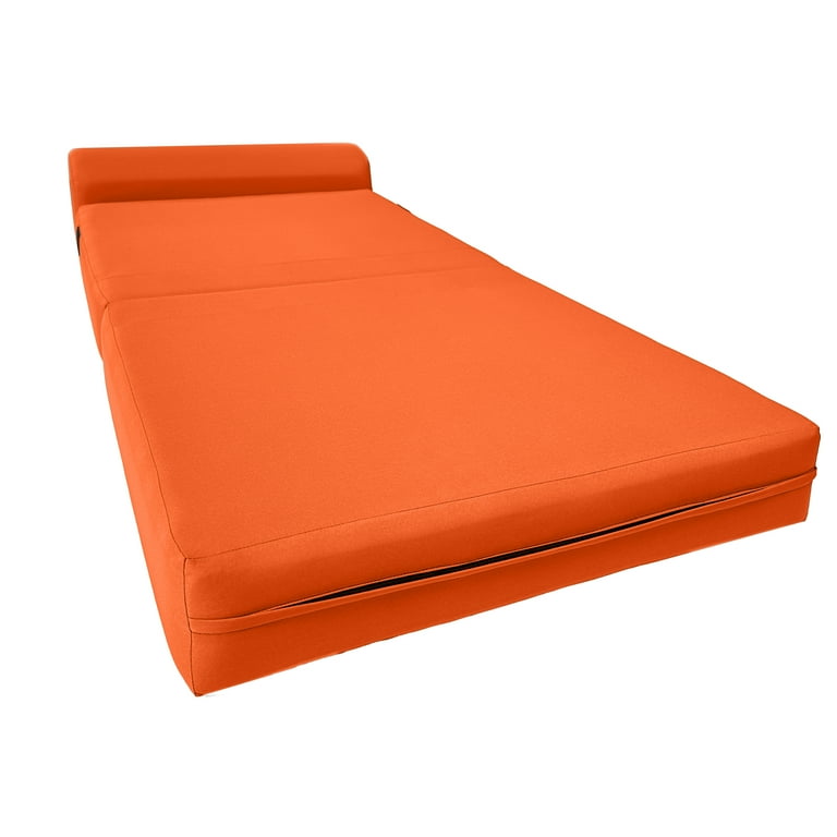 Orange Sleeper Chair Folding Foam Beds, Portable Studio Sofa Guest