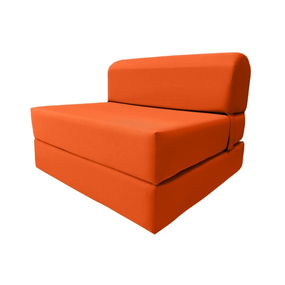 Orange Sleeper Chair Folding Foam Beds, Portable Studio Sofa Guest Bed, 6 x 36 x 70