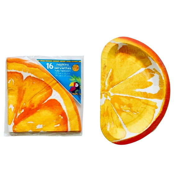 Orange Slice Paper Plates & Napkins Set, Orange Picnic & Party Tableware Orange Paper Plates & Napkins Set, Orange Picnic & Party Tableware, Spring Tableware, Fruit Tableware