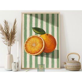 Orange Slice Wall Art Print With Retro Citrus And Kitchen Decor