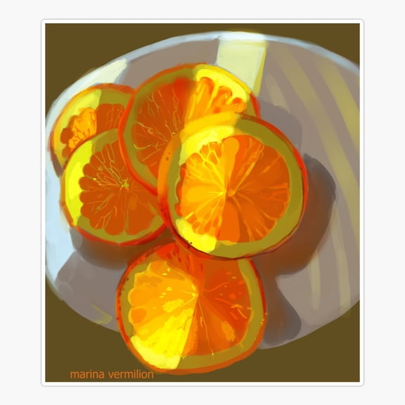Orange Sliced Fruit Decor Art Simple Style Vinyl Sticker